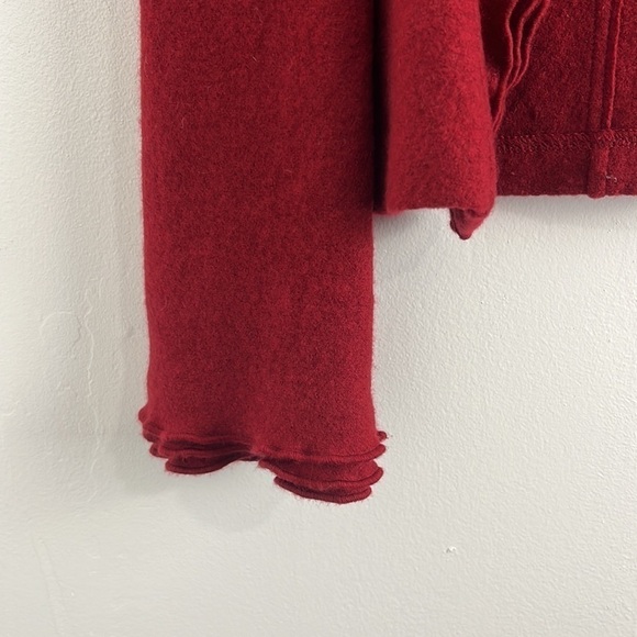 Geiger 100% Felted Wool Cherry Red Open Cardigan - Picture 2 of 7